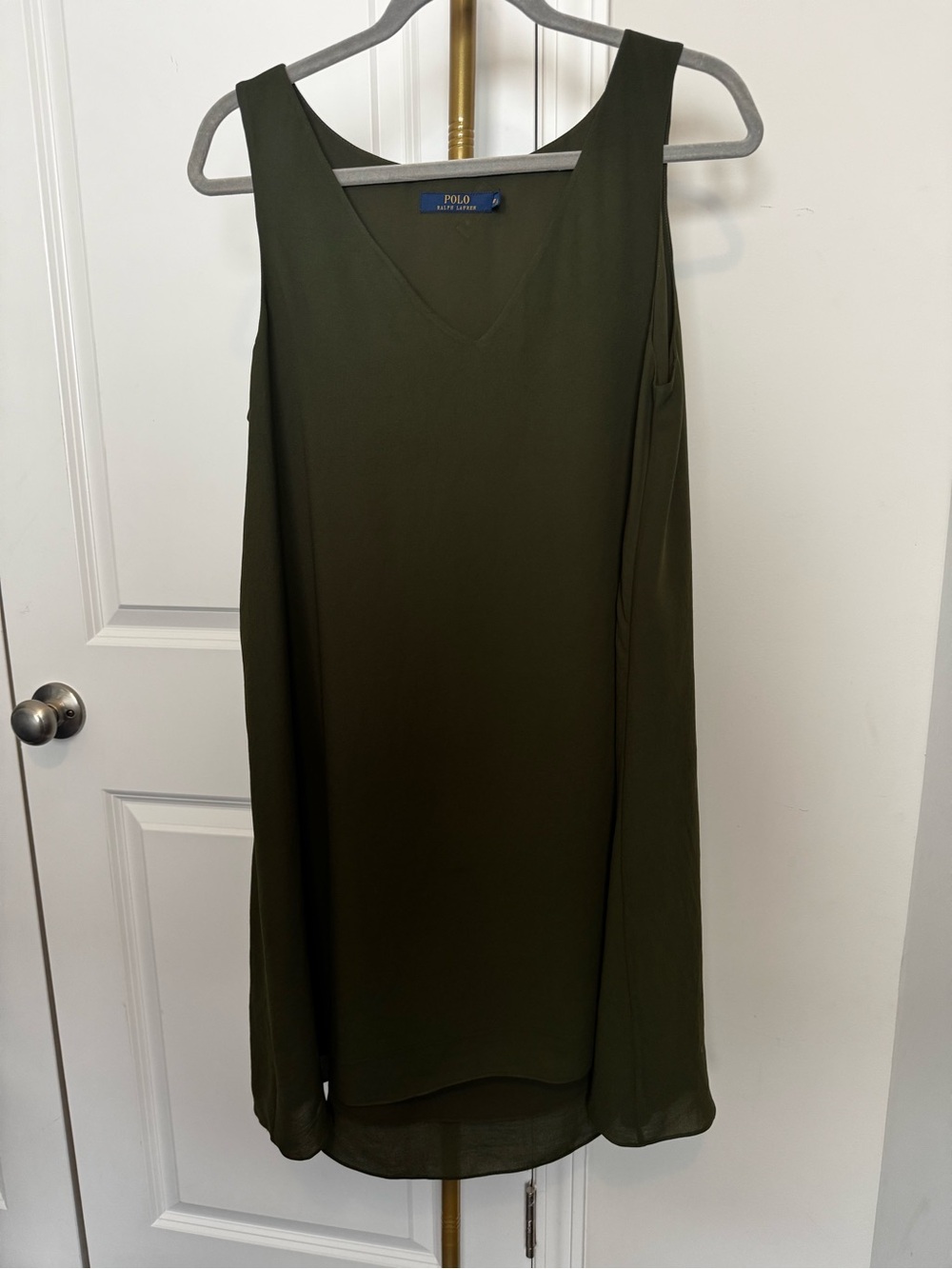 Polo Ralph Lauren V-Neck Shift Dress in Olive Green size 10 - Picture 2 of 5